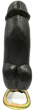 Apribottiglie a Forma di Fallo in Legno - Accessorio Divertente e Unico per la tua Cucina - Regalo Fallico Simpatico ed Originale, Omaggio, Scherzi - Artigianale 12,5cm (NERO)