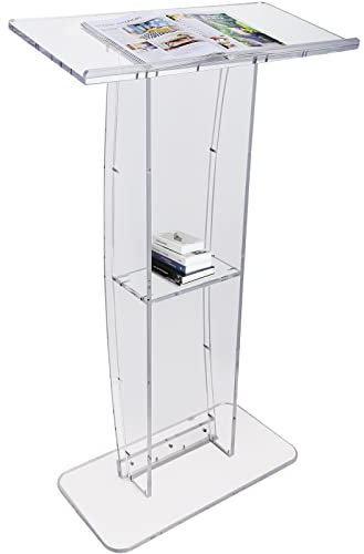 VEVOR Acryl-Podium Stehpult Rednerpult, 119,8 cm Klarer Acryl-Podiumsständer mit Breiter Lesefläche & Ablagefach, Stehschreibtisch für Büro, Schule, 15 kg Tragfähigkeit Podium-Ständer Transparent