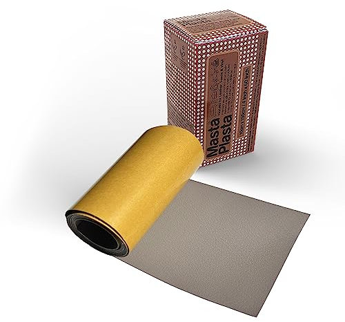 MastaPlasta Toppe autoadesive originali per la riparazione della pelle TORTORA 150 x 10cm. Qualità da tappezzeria. Tuo kit di riparazione pelle rapido e facile, per divani, sedili auto e fai da te