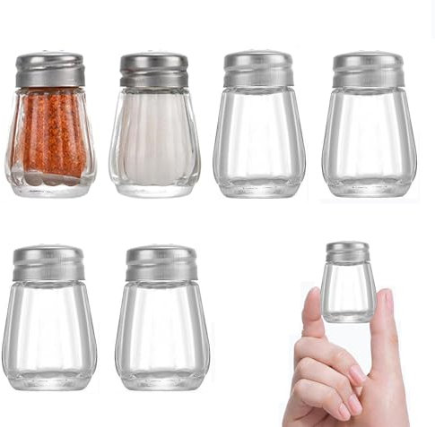 Salero, Aipeeo 6Pcs Saleros de Cocina, Azucarero, Vidrio y acero inoxidable, Portátil, Utensilios de cocina Accesorios de cocina