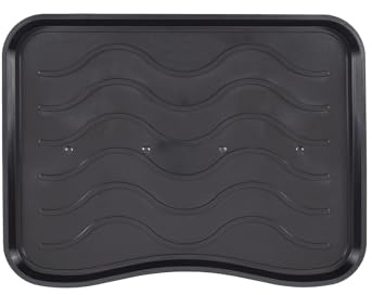 e-floor Schuhabtropfschale | 38 x 50 cm | Schwarz | Schuhmatte | Schuhablage | Schuhunterlage | Abtropfschale für Schuhe Regen Herbst Winter | Anti-Rutsch | große Schuhunterlage | Napfunterlage