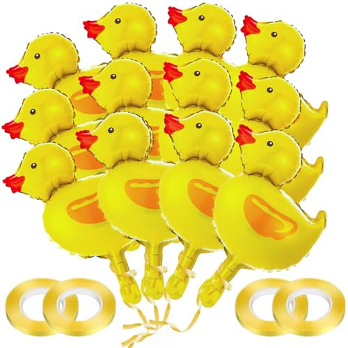 30 Piezas Mini Globo de Pato Forma de Pato Globo de Aluminio Reutilizables Animales de Granja Globos Adecuados para Fiestas TemáTicas de Animales de Granja etc