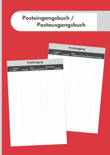 Posteingangsbuch / Postausgangsbuch (A4, 108 Seiten, glänzendes Softcover, Rot)