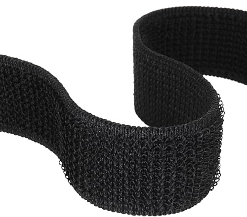 KLEBESHOP24 Klettband elastisch, 20 mm x 3 m, schwarz | Flauschband zum Nähen