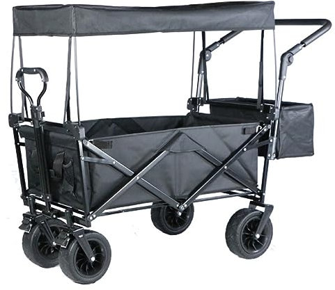 IRYZE Bollerwagen Faltbar Klappbarer Gartenwagen Mit Baldachin, Robuster Wagen Mit 4 Rädern, Einkaufswagen Für Outdoor-Camping Am Strand Gartenwagen (Color : E)