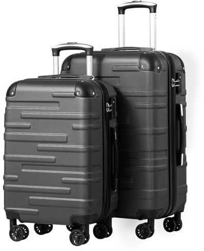 COOLIFE 2-TLG Kofferset, M+L, leicht Reisekoffer mit TSA, ABS-Hartschale | Leise 360° Rollen, Teleskopgriff, YKK-Reißverschlüsse, stoßfeste Ecken, für Flugreisen, Flitterwochen und Familienausflug