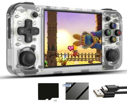 RG35XX H Linux Retro-Handheld-Spielkonsole 35xx H mit Einer 64G-Karte Vorinstallierte 6900-Spiele (RG35XX H-White-Latest)