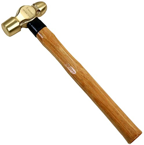 WEDO Messing Kugelhammer 230g,Schlosserhammer,Ingenieurhammer,mit Holzgriff,Länge 300mm,für Werkzeuge,Schmuckherstellung,Heimwerkstatt,Metallbearbeitung und Bastelarbeiten