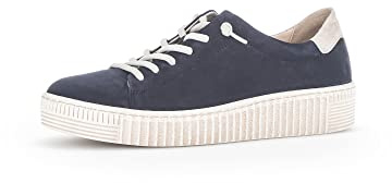 Gabor Damen Low-Top Sneaker | Frauen Halbschuhe | Best Fitting | Laufschuhe | schnürschuhe | schnürer | Plateausohle | Blue/Neve (beige) | 42 EU - 8 UK