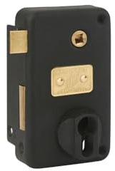 FTH - Serrure en Applique Verticale AV 45 - Pour Porte d'Entrée - Coffre Acier Embouti - Mécanisme Deux Tours - Tirage - Gauche - Noir Mat - Sécurité Renforcée