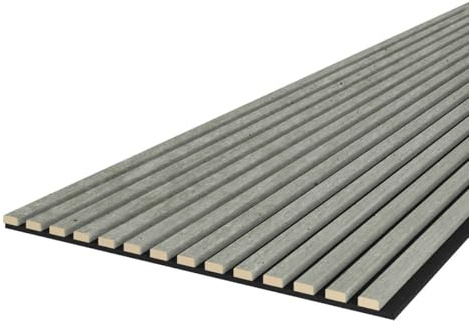 Leiste24 Akustikpaneel 2400 x 600 mm Schwarz Beton | Lamellenverkleidung mit schwarzem Akustikfilz, Wandverkleidung im Lamellendekor Beton für moderne Innenräume