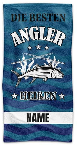 Print Royal PR Personalisiertes Handtuch für Angler - Die besten Angler heißen X - mit Name gestalten - Geschenk für Angler | Fotohandtuch, 100 x 50 cm