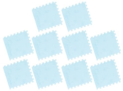 Greensen 10 STK. Plüsch Schaumstoff Puzzlematte, Anti-Rutsch Flauschige Fliesen, Eva Schaumstoff und Plüsch Spielmatte für Schlafzimmer, Spielzimmer, Kinderzimmer 31 x 30 cm (hellblau)