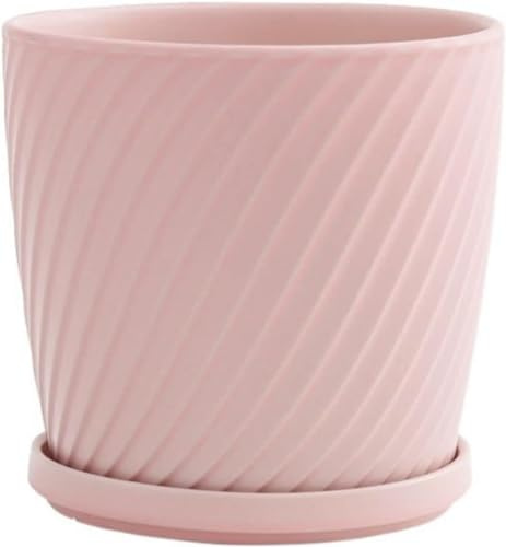 JDSHFEN Maceta Maceta Transpirable De Cerámica De Alto Valor con Bandeja Planta Verde De Moda Simple Macetero De Cactus Suculento Macetero Decorativo-Negro (Rosa)
