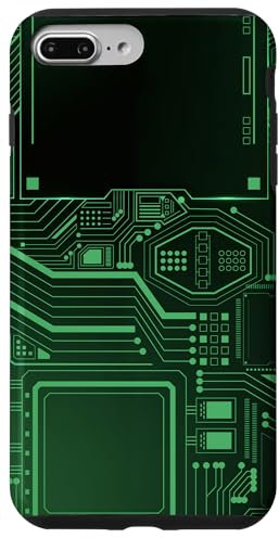 Coque pour iPhone 7 Plus/8 Plus Carte mère Microchip Circuit IT Fond d'ordinateur Vert