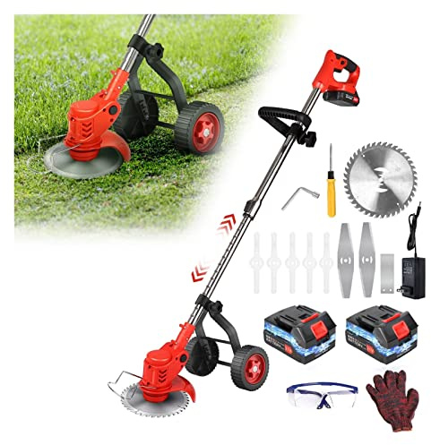 Hedge Trimmer,Grass Cutter,Hedge Shear,Lawn Mower, Grass Trimmer Cordless Electric Lawn Mower Hedge Trimmer Adjustable Handheld Garden Power Pruning With Upgraded Wheel Battery for Garden, Lawn