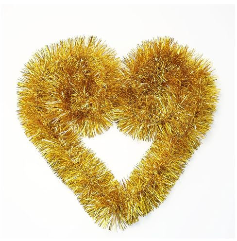 GreatRise Gold Weihnachtsgirlande 5 x 2M Schneeflocken Tannengirland Lametta Weihnachtsbaum Girlande Winter Girlande Hängende Federboa Weihnachtskranz Fenster Wand Kamine Treppengeländer Dekoration