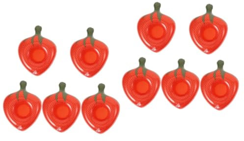 HAWILLOSCH 10 Stück Bierhalter Wasserflaschenbank Für Aufblasbare Getränkehalter Schwimmbierhalter Erdbeere Schwimmende Unterlage Grill Picknick Pool Partyzubehör Wiederverwendbar
