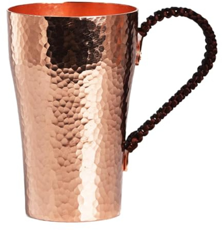 Fenteer Tasse aus reinem Kupfer, Kupferbecher, 400 ml, multifunktionaler Kupferkaffeebecher, Kupferwasserbecher für Tee, Hochzeit, heißes und kaltes Wasser, gehämmert