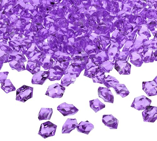 QUARKZMAN 1000pz Falso Ghiaccio Rocce Abbagliante Trasparente Resina Ghiaccio Frantumato Scintillante Falso Diamanti Gemme Pietre per Vasi Riempitivi Spargimento Tema Bomboniere Viola