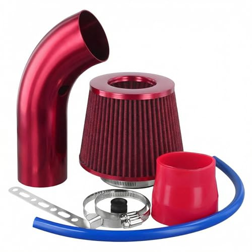 QWORK® Filtro dell'aria, 76 mm (3 pollici) Alumimum Tubo di flusso Kit, Rosso