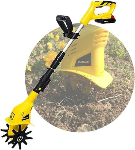 KjoiDWz ELzEy Rotavator 20V Cordless Electric Scarifier Handheld Rotavator Portable Electric Tiller with Rechargeable Battery, for Gardens for Garden Vegetable Plots.