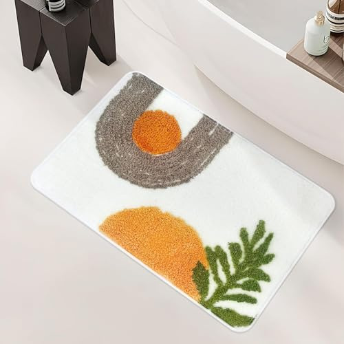 APROPHIC Tapis de Salle de Bain Bohémien, Tapis de Douche Antiderapant en Absorbant, Lavable en Machine, Séchage Rapide, pour Sol de Salle de Bain, Baignoire, Douche Décorations, 40 x 60 cm
