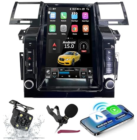 Android 15 Car Radio Navi for L-and Rover Range Rover Sport 2005-2009 12.1Screen Car Multimedia Player with Carplay GPS Navigation Bluetooth 5.0 HIFI FM 5G-WiFi SWC DSP MIC Camera,4G+64G
