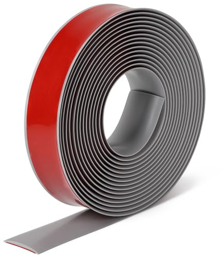 EFUTURETIME Striscia di Soglia Autoadesivo 6M, Profilo di Transizione PVC 4CM di Larghezza, Strisce di Copertura 3,5MM di Altezza per Pavimenti, Porte, Finestre (Grigio)