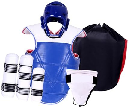 harayaa 5 Teiliges Set für Taekwondo Schutz, Gepolsterte Schrittschützer, Karate Ausrüstung für Sparring Und Muay Thai, L