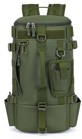 SOUUXIU Zaino da pesca, grande scatola per attrezzatura da pesca, impermeabile, con 2 supporti per canne, borsa per trasportare attrezzi e attrezzature da pesca, regali per uomini, Verde militare