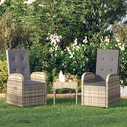 Emmtore Garten-Liegestühle 2 STK. mit Auflagen Poly Rattan Grau