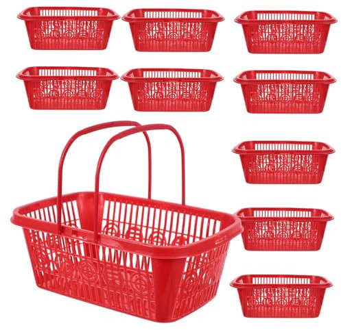 ibasenice 10 Cestas De Recolección Para El Mercado De Agricultores Organizador De Cestas Reutilizables Para La Compra Para El Frigorífico Contenedores Rojos Para Fresas Reutilizable