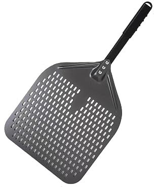 ZSREYFNB Pala per Pizza 12 13 14 Pollici Grande Pizza Forata Pala Pala Manico Corto Forno tornitura Buccia Utensili da Cucina spatola Antiaderente Pizza Cottura Pala Pizza Corta(Black 13inch 61cm)