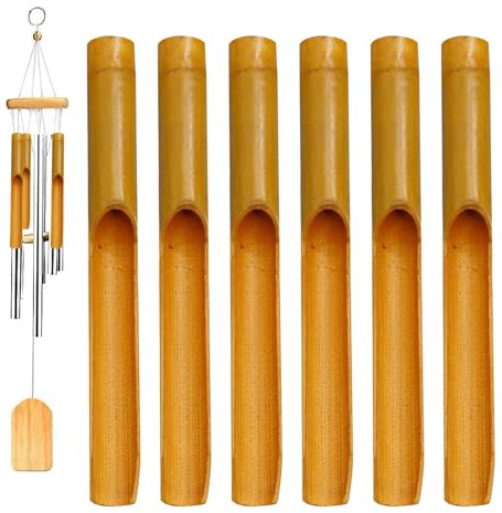 Bambus-Windspiel-Röhren, Zubehör zum Basteln, Ersatzteile für Haus und Garten, Dekoration, Längen für Entspannung und kreative Projekte, Glockenspiel, 6 Stück