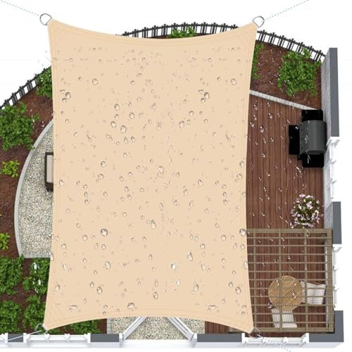 SRHIMEOS Tende a Vela Rettangolare da Esterno 4x8m, Telo Parasole per Terrazzo, Vela Ombreggiante Giardino Impermeabile, Protezione UV 98% Tende da Sole per Esterni