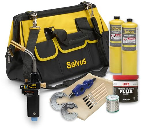 LavaPlumb – Professional Soldering Kit for Plumbing & Heating | Heavy Duty Tool Bag, Blow Torch, 2X MAPP Gas, Extreme 1200°C Soldering Mat, 15mm & 22mm Copper Pipe Cutter, Flux & Brushes