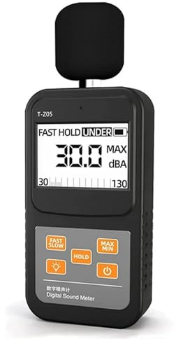 Fonometro, Fonometro digitale portatile, misuratore di livello sonoro SPL, misuratore di rumore audio da 30 a 130 dB, display LCD retroilluminato più grande for uso domestico e industriale