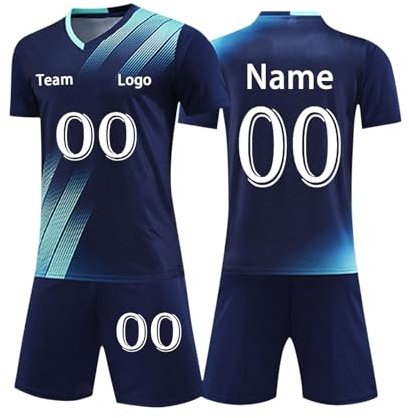 Generisch Fussball Trikot Set Personalisiert für Herren Und Kinder Fußballtrikot Selbst Gestalten Sport Fußball Trikots Bedrucken Lassen Fußballdress mit Name Nummer Team Logo Sportanzug