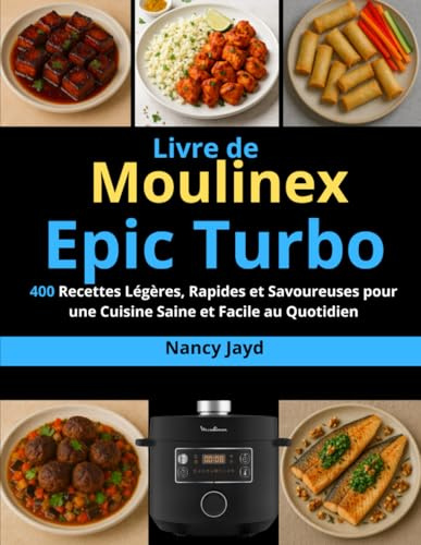 Livre de Moulinex Epic Turbo: 400 Recettes Légères, Rapides et Savoureuses pour une Cuisine Saine et Facile au Quotidien