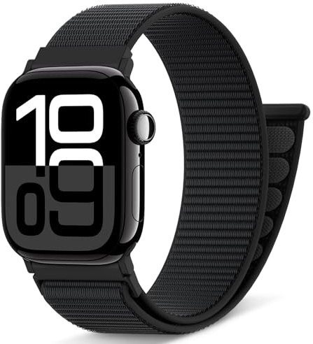 DigiHero Nylon Sport Loop Compatible with Apple Watch Straps 46mm 44mm 42mm 40mm 45mm 41mm 49mm 38mm, for iWatch Series 11 10 9 8 7 6 5 4, SE Ultra 3 2 1, Black, (S11/10 42mm)/40mm/41mm/38mm