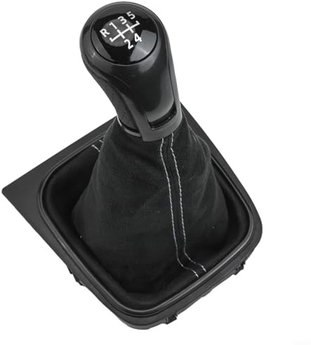 Schalthebel Knauf Manschette für Golf für Jetta 5 oder 6 Gang Schaltgetriebe Leder Schaltsack Schaltmanschette Schwarz Kompatibel mit GTI GTD R32(5 Speed)