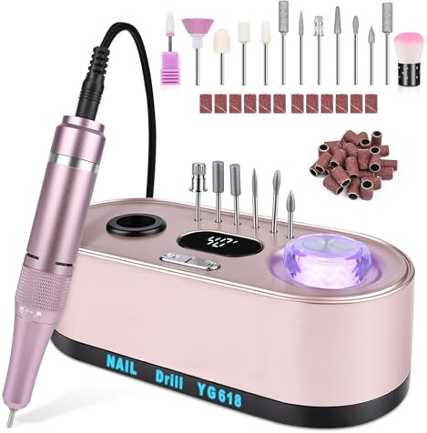 Glovios Ponceuse pour Ongles Professionnelle 40000 RPM 36 W,12 en 1 Lime à Ongle Electrique Silencieux,Ponceuse Ongles Portable avec Écran LCD & Support, pour Les en Acrylique et en Gel