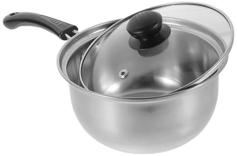 Hoement Cacerola de Acero Inoxidable para Leche y Sopas Olla Pequeña Multifunción sin Recubrimiento para Cocina de Inducción y Gas Fácil de Limpiar y Resistente