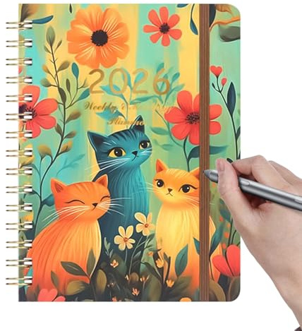 2026 Kalender Und Planer | Notizblock 15,5 cm x 21,5 cm Mit Katzen Design,140 Seiten Tagesplaner 2026 - Für Arbeit Studenten Familie Kinder Lehrer Hochschule Schule Zuhause Schreibtisch
