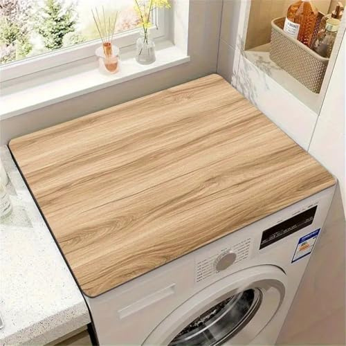 Tapis De Protection AntidéRapant Pour Lave-Linge Et SèChe-Linge,Aspect Bois Housse Anti-PoussièRe Pour Machine à Laver,Super Absorbant,SéChage Rapide,DéCoupable Lavable Cover Mat (Color 1,60 x60 cm)