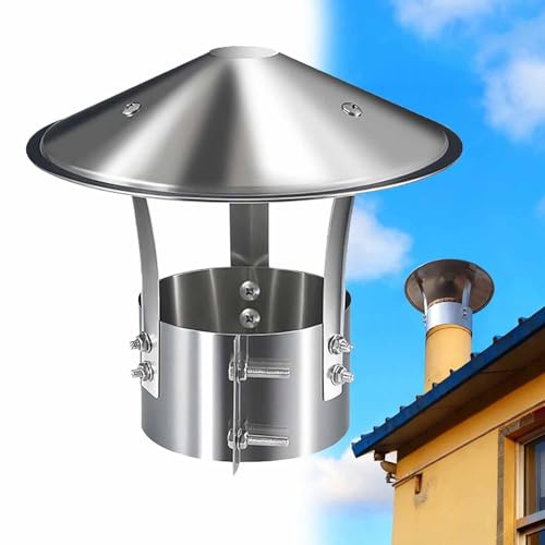 Couvercle de Cheminée Acier Inoxydable, 75 90 100 110 125 130 140 150 160 170 180 mm Chapeau de Vent for Toit, Hotte Capuchon de Pluie pour Tuyaux de Poêle(140 mm)