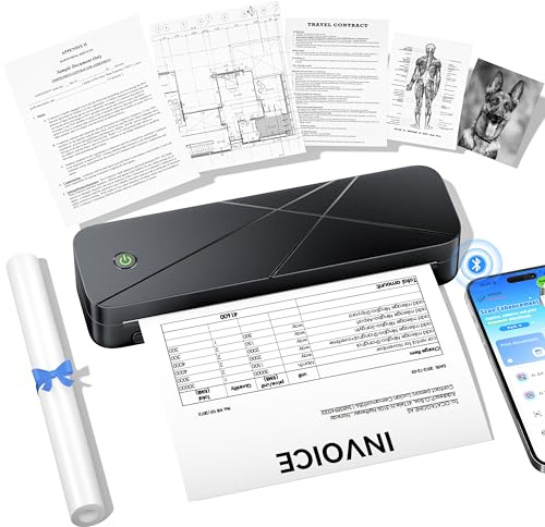 TATTMUSE Portable Printers Wireless for Travel, Inkless Printer for Phone & Laptop, Thermal Bluetooth Small Compact Mobile Printer for Home Use, Support 8.5 X 11 US Letter & A4 Size