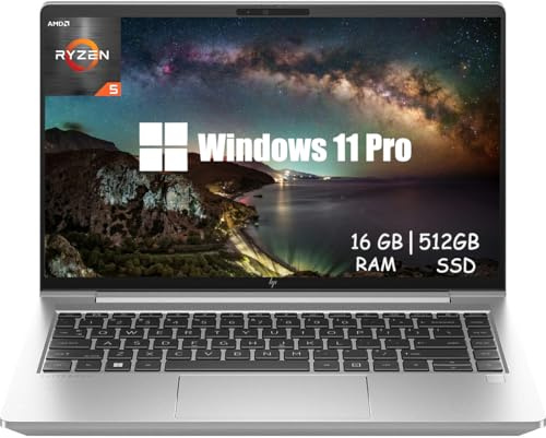 HP EliteBook 645 G10 Ordinateur portable professionnel, 14 pouces FHD (1920x1080), AMD Ryzen 5 7530U, 16 Go de RAM, 512 Go SSD, Clavier US QWERTY, Windows 11 Pro (remis à neuf)