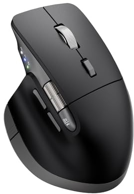 INFINMIND L551 Pro+ Kabellose Maus, programmierbare Bluetooth-Maus, geräuschlose Mehrgeräte-Design mit Daumenrad, ergonomische wiederaufladbare Maus für Computer, Laptop, Tablet